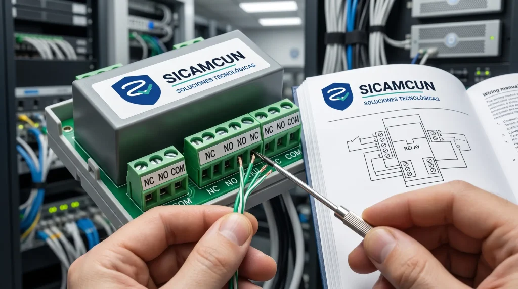 Terminales NC NO COM en control de acceso