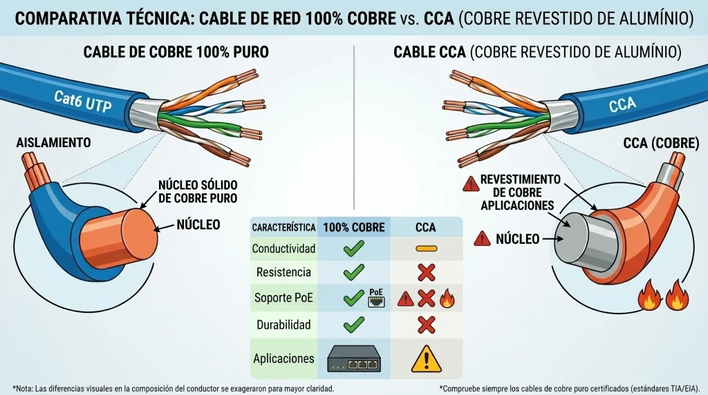 diferencia cable utp cobre y cca estructura interna