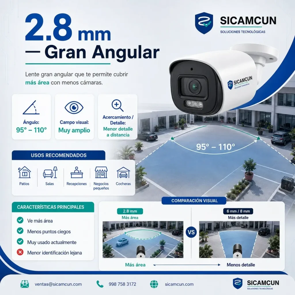 Tipos de lentes en cámaras de seguridad y cómo elegir el correcto 1 lente 2.8 mm en cámaras de seguridad