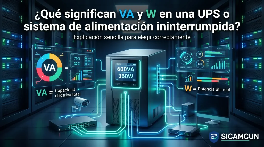 ¿Qué significa el VA y W en un UPS o nobreak? Explicación visual de la capacidad eléctrica y potencia real en sistemas de respaldo de energía